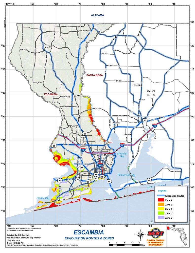 escambia county evacuation route