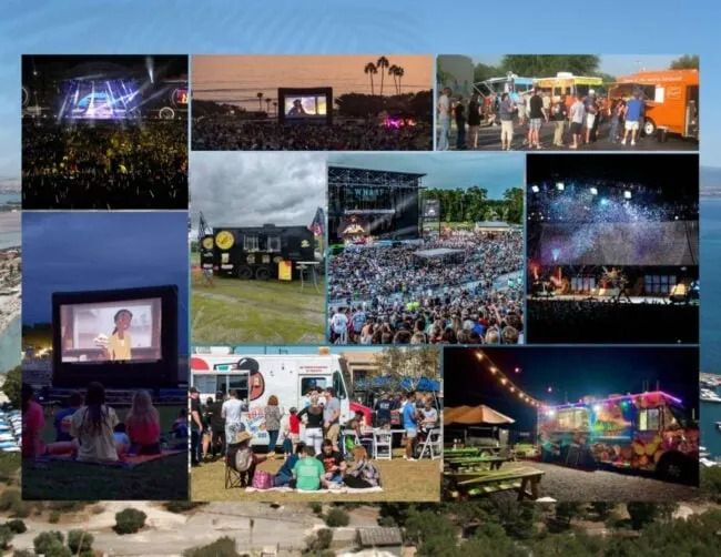 Florida Gulf Coast summer events: concerts, food trucks, Seaside Cinema, and festivals.